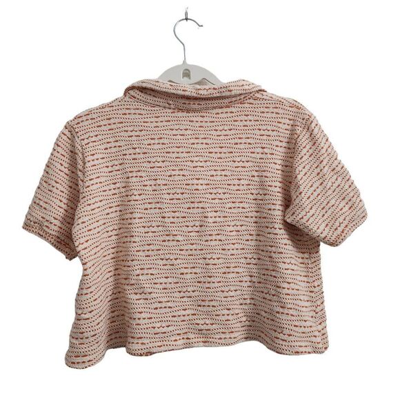 Zara Crop Top Womens Medium Orange Blouse Collared Bloggers Favorite Shirt - Picture 6 of 8